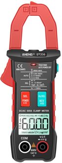 ST206 Digitale Multimeter Power Meter 6000 Graven Auto Range Ac/Dc Stroom Spanning Transistor Tester rood