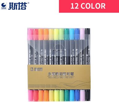 Sta 48/80 Kleuren Dubbele Hoofd Kunstenaar Oplosbare Gekleurde Schets Marker Borstel Pen Set Voor Tekening Verf Art marker Levert 12 kleuren