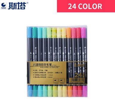 Sta 48/80 Kleuren Dubbele Hoofd Kunstenaar Oplosbare Gekleurde Schets Marker Borstel Pen Set Voor Tekening Verf Art marker Levert 24 kleuren