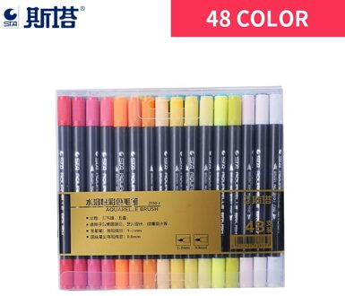 Sta 48/80 Kleuren Dubbele Hoofd Kunstenaar Oplosbare Gekleurde Schets Marker Borstel Pen Set Voor Tekening Verf Art marker Levert 48 kleuren