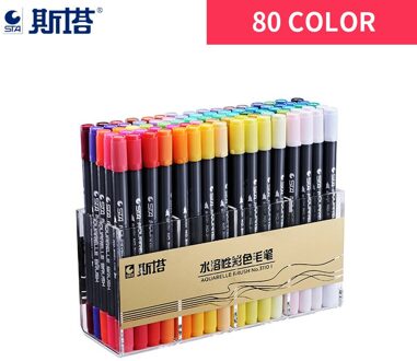 Sta 48/80 Kleuren Dubbele Hoofd Kunstenaar Oplosbare Gekleurde Schets Marker Borstel Pen Set Voor Tekening Verf Art marker Levert