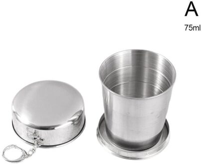 Staal Cup Outdoor Camping Travel Folding Inklapbare Cup Sleutelhanger Metalen 75Ml/150Ml/250Ml Cup Demontabel wijn Wit