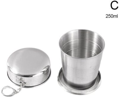 Staal Cup Outdoor Camping Travel Folding Inklapbare Cup Sleutelhanger Metalen 75Ml/150Ml/250Ml Cup Demontabel wijn Wit