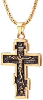 Staal Soldaat Jesus Cross Heren Rvs Crucifix Oosters-orthodoxe Hanger Collier Sieraden