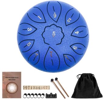 Staal Tong Drum, 11 Notes 6.9 Inches Tank Drum C-Key, percussie Instrument Kit Met Drum Hamers Note Stickers Voor Yoga H053 blauw