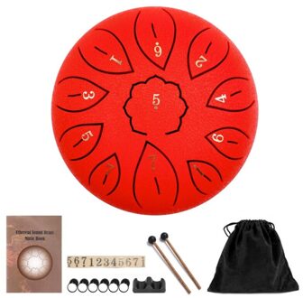 Staal Tong Drum, 11 Notes 6.9 Inches Tank Drum C-Key, percussie Instrument Kit Met Drum Hamers Note Stickers Voor Yoga H053 Rood