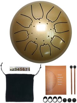 Staal Tong Drum 6 Inch 8 Tune Hand Drum Set Tank Hank Drum Met Drumstick Pad Draagtas Percussie Instrument goud