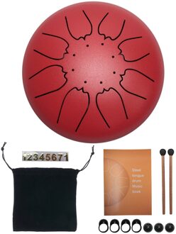 Staal Tong Drum 6 Inch 8 Tune Hand Drum Set Tank Hank Drum Met Drumstick Pad Draagtas Percussie Instrument Rood
