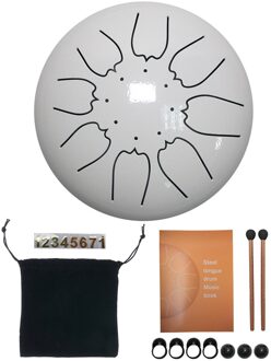 Staal Tong Drum 6 Inch 8 Tune Hand Drum Set Tank Hank Drum Met Drumstick Pad Draagtas Percussie Instrument wit