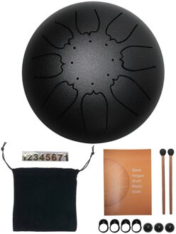 Staal Tong Drum 6 Inch 8 Tune Hand Drum Set Tank Hank Drum Met Drumstick Pad Draagtas Percussie Instrument zwart