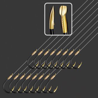 Staal Vis Haak Hoge Carbon Karper Haak Japanse Stijl Zeewater Vissen Ansuo Lijn Binding Lijn 45Cm Vishaak 10 Paar/zak 1 3