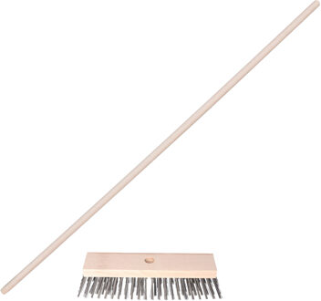 Staaldraad bezem - kop 30 cm - steel 120 cm - onkruid bezem - buiten