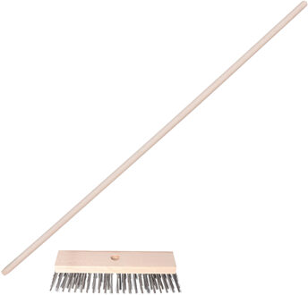 Staaldraad bezem - kop 30 cm - steel 130 cm - onkruid bezem - buiten