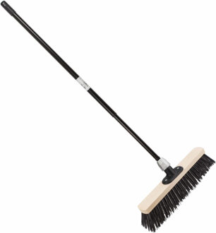 Staaldraad straatbezem/buitenbezem - 40 cm - met metalen telescoopsteel - zwart - 80 - 130 cm