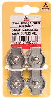 Staaldraadklem Duplex 6 Mm Rvs (aisi 316) Verzinkt