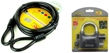 Staalkabel geisoleerd 1.5 m met alarm hangslot 100 db