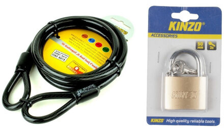 Staalkabel geisoleerd 1.5 m met hangslot 50 mm