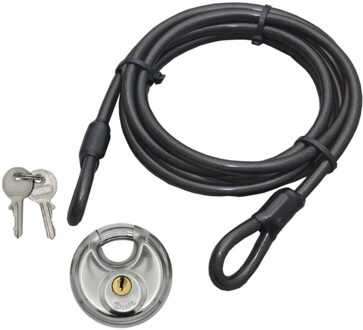 Staalkabel met 60 mm discusslot - 5 meter x 12 mm kabel - geplastificeerd - kabelslot