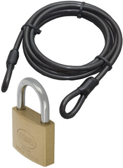 Staalkabel met 60 mm hangslot - 5m x 12mm kabel - geplastificeerd - kabelslot met sleutel
