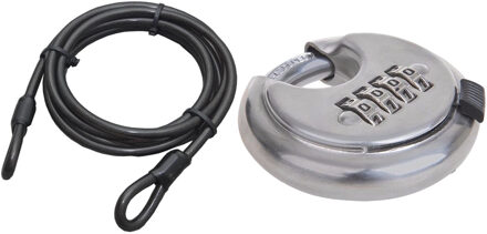 Staalkabel met 70mm discusslot - 10m x 8mm kabel - geplastificeerd - kabelslot met cijfer combinatie