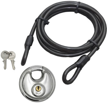 Staalkabel met 70mm discusslot - 5m x 12mm kabel - geplastificeerd - kabelslot