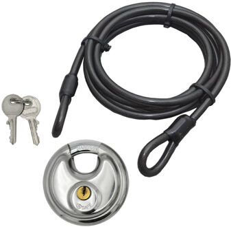 Staalkabel met 80mm discusslot - 5m x 12mm kabel - geplastificeerd - kabelslot