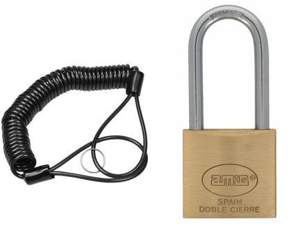 Staalkabel met hangslot - 3m x 4mm kabel - geplastificeerd - kabelslot