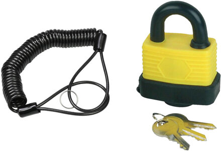 Staalkabel met waterdicht hangslot - 3m x 4mm kabel - geplastificeerd - kabelslot