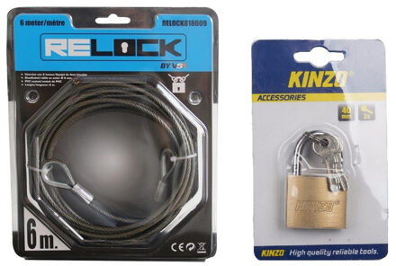 Staalkabel PVC coated 6 m met hangslot 40 mm