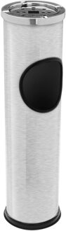 Staande asbak - zilver - 56 cm - RVS - met afvalbakje - Terrasasbak