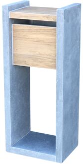 Staande Brievenbus Madrid Plus Woodlook - Keramiek En Natuursteen - Blauwe Hardsteen - 45x105x32cm