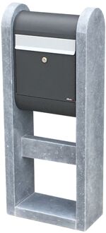 Staande Brievenbus Murcia - Natuursteen En Staal - Antraciet - 45x110x20cm