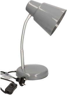 Staande bureaulamp grijs 14 x 14 x 34 cm verstelbare lamp verlichting - Bureaulampen Zilverkleurig