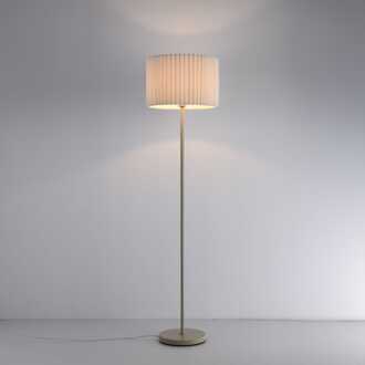 Staande lamp Selyra lino bianco l - E27-fitting - IP20 voor binnen - Linnen kap - Metaal frame - Wit Gebroken wit