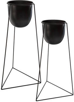 Staande Plantenpot Glam - Zwart - Set van 2