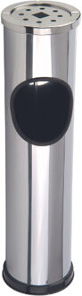 Staande terras asbak - met uitneembare afvalbak - RVS - zilver - 15 x 56 cm