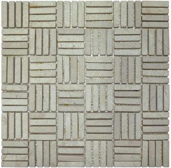 Stabigo Mozaiek Parquet 1x4.8 30x30 cm Marmer Cream Blokverband Stabigo