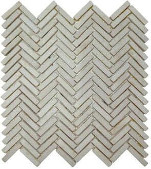 Stabigo Mozaiek Parquet 1x4.8 30x30 cm Marmer Cream Visgraat Stabigo