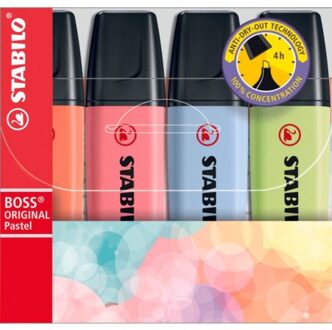STABILO boss original markeerstift pastel - etui met 4 kleuren