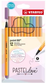 STABILO fineliner point 88 pastel etui à 12 kleuren