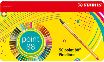 STABILO Fineliner STABILO point 88 blik a 50 stuks kleuren