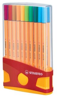STABILO Fineliner STABILO point 88 ColorParade antraciet/oranje etui a 20 kleuren