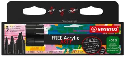 STABILO free acrylic marker mixed set, zwart