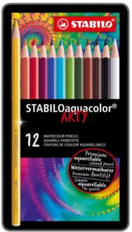 STABILO Kleurpotloden STABILO aquacolor 1612 blik a 12 kleuren Wit