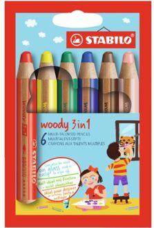 STABILO Kleurpotloden STABILO Woody 880/6 etui a 6 kleuren