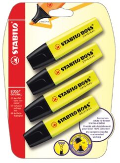 STABILO Markeerstift Stabilo Boss 70/24 geel blister a 4 stuks Transparant