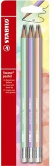 STABILO Potlood STABILO grafiet Swano HB met gumtip pastel etui a 6 kleuren