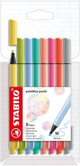 STABILO Viltstift STABILO pointmax etuiÃ 8 pastel kleuren