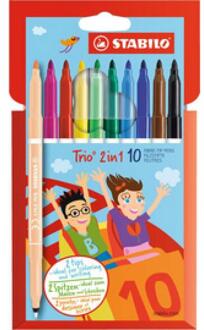 STABILO Viltstift STABILO Trio 2 in 1 etui a 10 kleuren