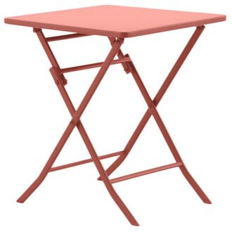 Stacy Inklapbare Tuintafel - Staal - Roze - 60 X 60 X 71cm